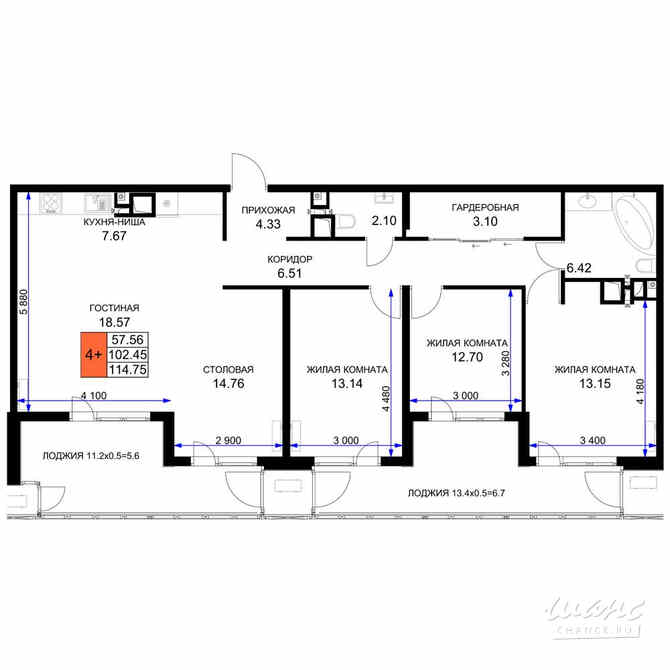 4-к квартира, 115.2 м², этаж 16/16 Краснодар - изображение 3