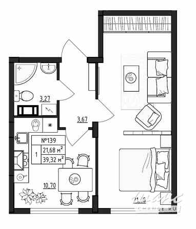 1-к квартира, 39.32 м², этаж 4/4 Выборг - изображение 3