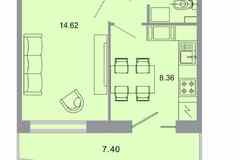 1-к квартира, 33.1 м², этаж 15/15