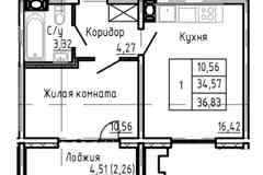 1-к квартира, 36.8 м², этаж 8/24