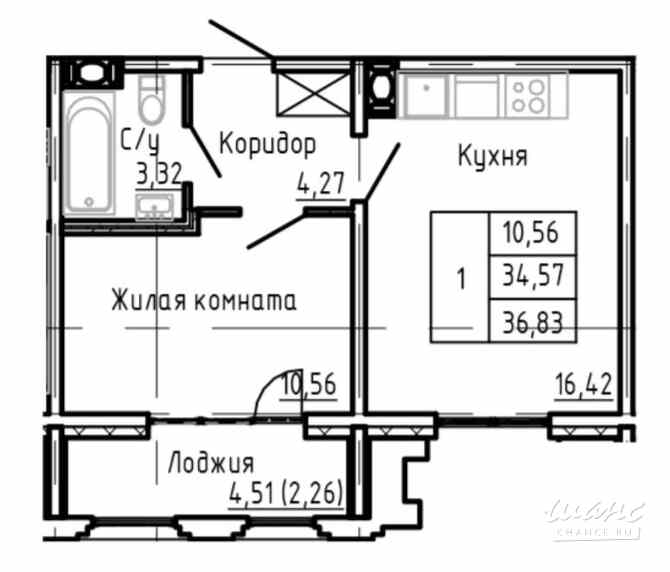 1-к квартира, 36.8 м², этаж 8/24 Санкт-Петербург - изображение 1