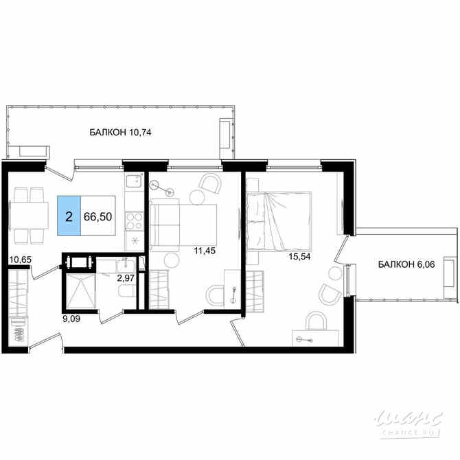 2-к квартира, 66.5 м², этаж 2/9 Анапа - изображение 3