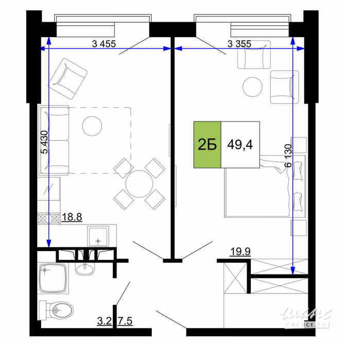 2-к квартира, 49.4 м², этаж 2/9 Анапа - изображение 3