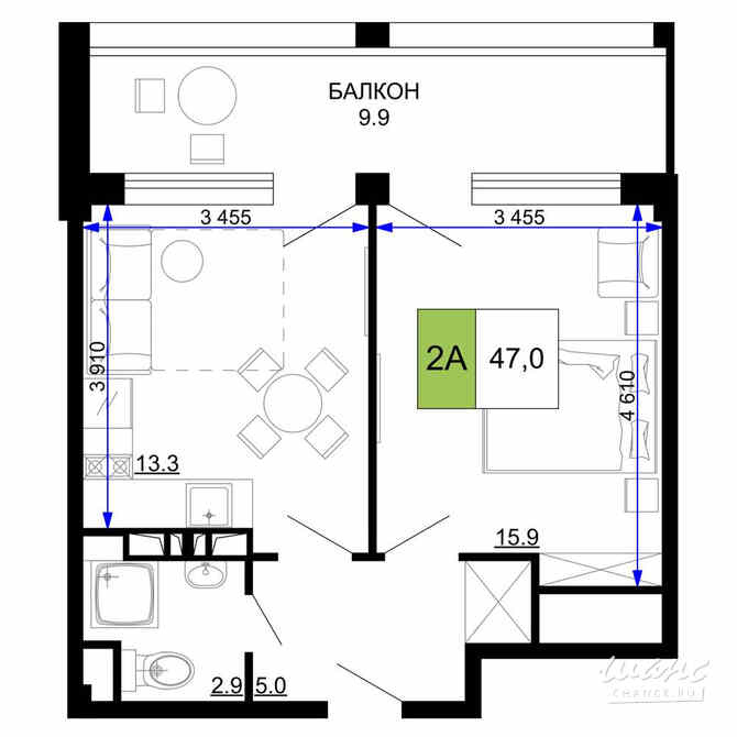 2-к квартира, 47 м², этаж 2/9 Анапа - изображение 3