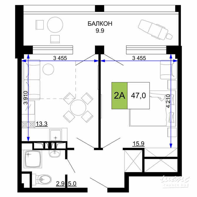 2-к квартира, 47 м², этаж 5/9 Анапа - изображение 3