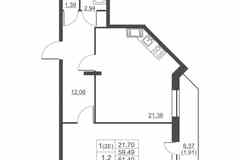 1-к квартира, 59.2 м², этаж 11/11