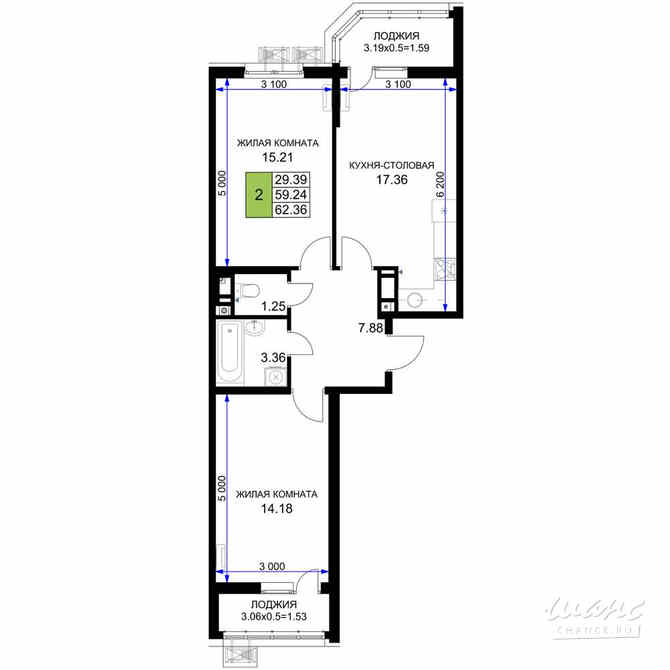 2-к квартира, 62.36 м², этаж 10/18 Краснодар - изображение 3