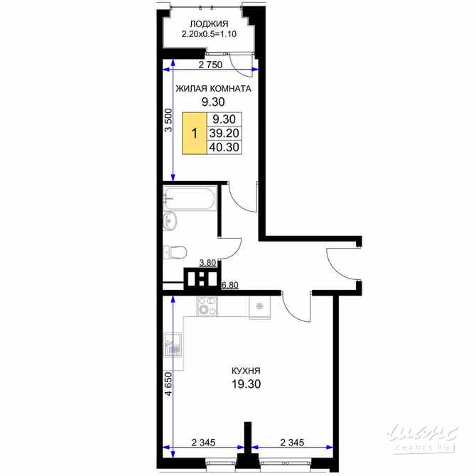 1-к квартира, 44 м², этаж 9/12 Анапа - изображение 3