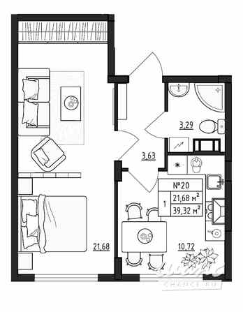 1-к квартира, 39.32 м², этаж 3/4 Гатчина - изображение 3