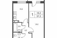 1-к квартира, 37.3 м², этаж 14/14