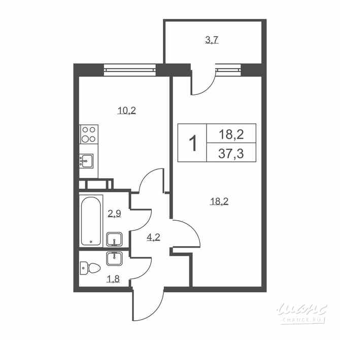 1-к квартира, 37.3 м², этаж 14/14 Санкт-Петербург - изображение 1