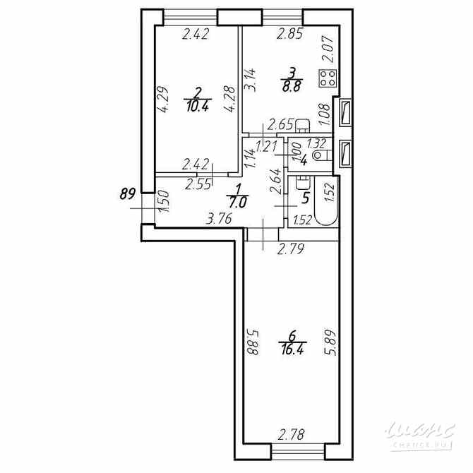 2-к квартира, 46.2 м², этаж 5/9 Санкт-Петербург - изображение 1