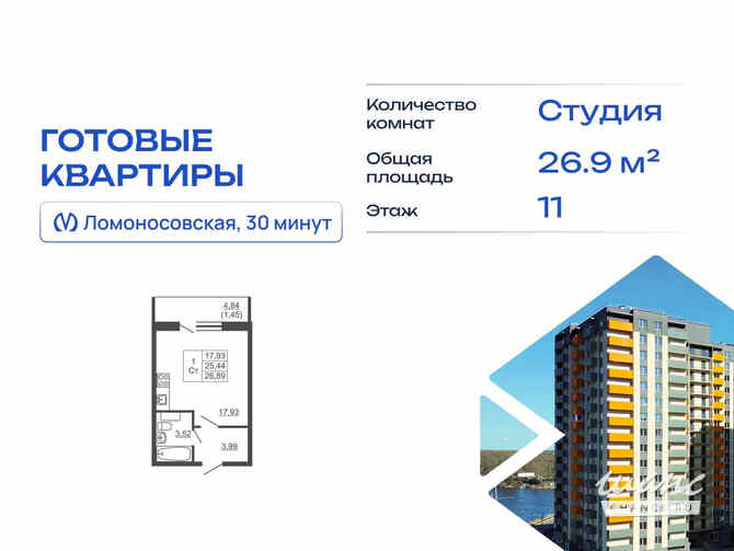 1-к квартира, 26.89 м², этаж 11/16 Им Свердлова - изображение 1