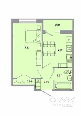 1-к квартира, 32.9 м², этаж 15/20 Бугры - изображение 1