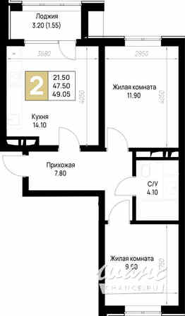 2-к квартира, 49.05 м², этаж 6/12 Анапа - изображение 3