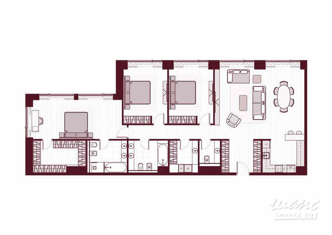 4-к квартира, 129 м², этаж 40/41 Москва - изображение 3