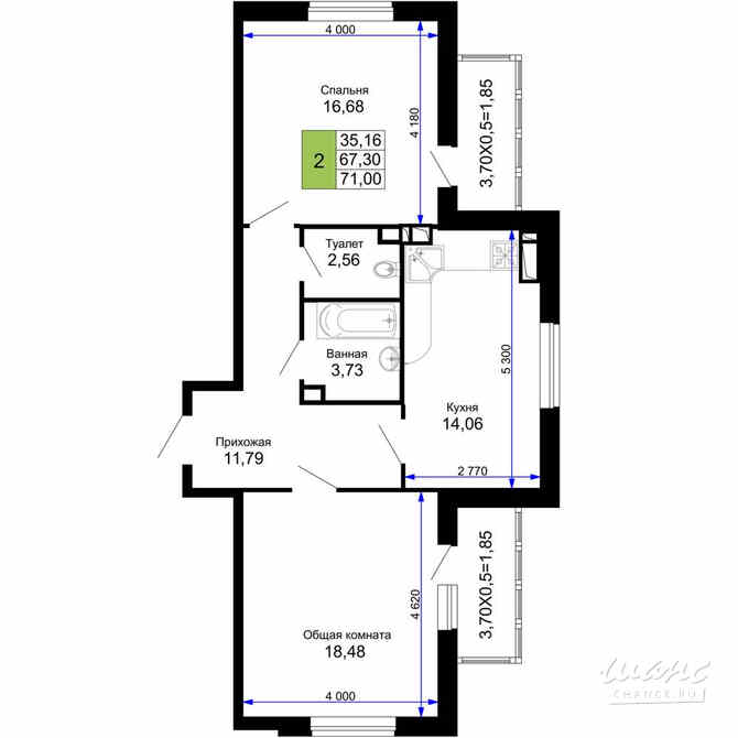 2-к квартира, 71 м², этаж 5/15 Краснодар - изображение 3
