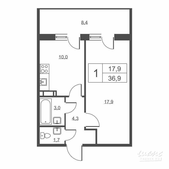 1-к квартира, 36.9 м², этаж 2/14 Санкт-Петербург - изображение 1