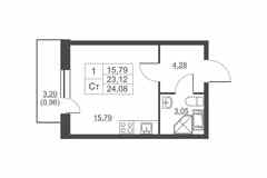 1-к квартира, 22.9 м², этаж 11/11