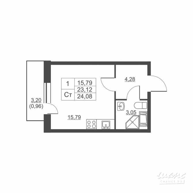1-к квартира, 22.9 м², этаж 11/11 Им Свердлова - изображение 1
