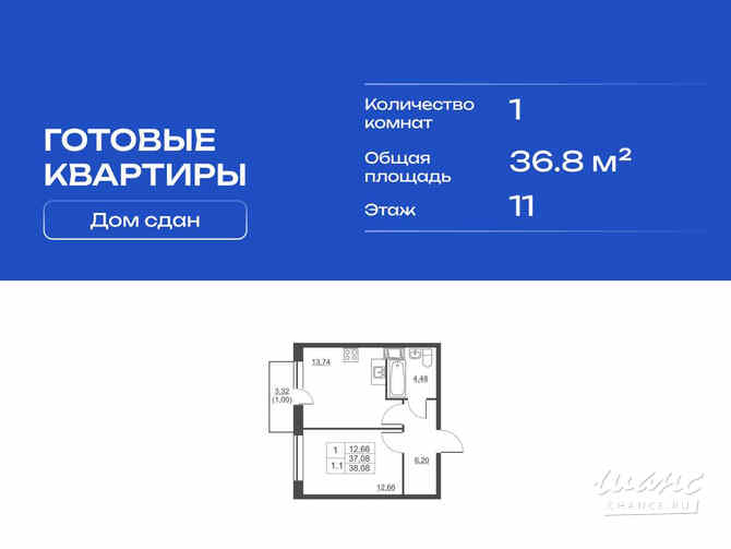1-к квартира, 36.8 м², этаж 11/11 Им Свердлова - изображение 3