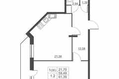1-к квартира, 59.2 м², этаж 10/11