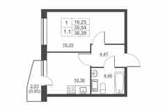 1-к квартира, 35.3 м², этаж 10/11