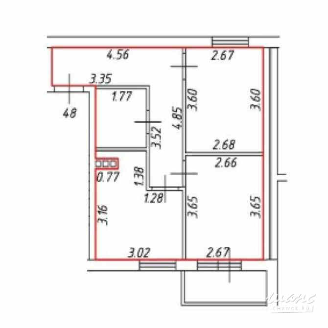 2-к квартира, 42.6 м², этаж 4/4 Гатчина - изображение 1