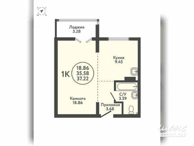 1-к квартира, 37.22 м², этаж 5/9 Новосибирск - изображение 2