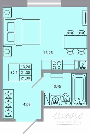 1-к квартира, 21.3 м², этаж 1/17 Бугры - изображение 1