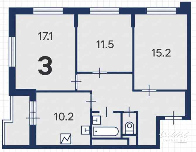 3-к квартира, 70.7 м², этаж 2/25 Москва - изображение 3