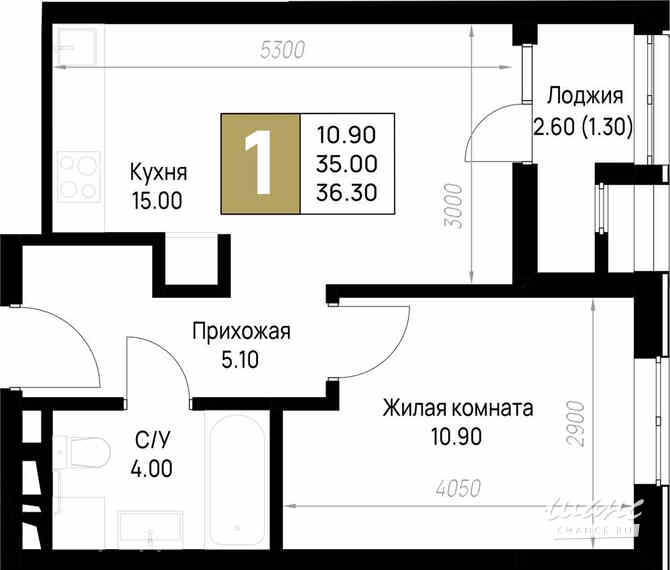 1-к квартира, 36.3 м², этаж 2/12 Анапа - изображение 3