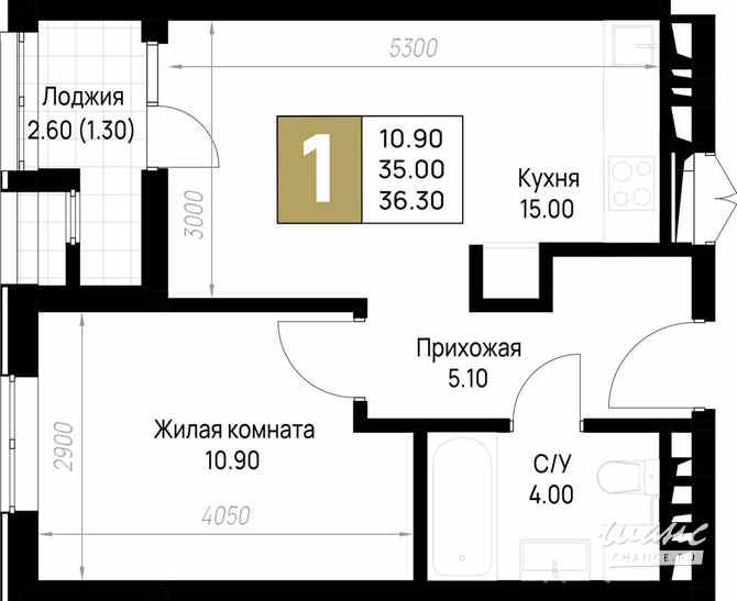 1-к квартира, 36.3 м², этаж 3/12 Анапа - изображение 3