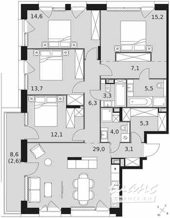 5-к квартира, 121.8 м², этаж 13/17 Москва - изображение 2