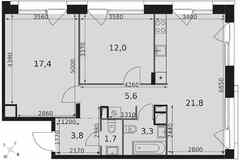 3-к квартира, 65.6 м², этаж 15/17