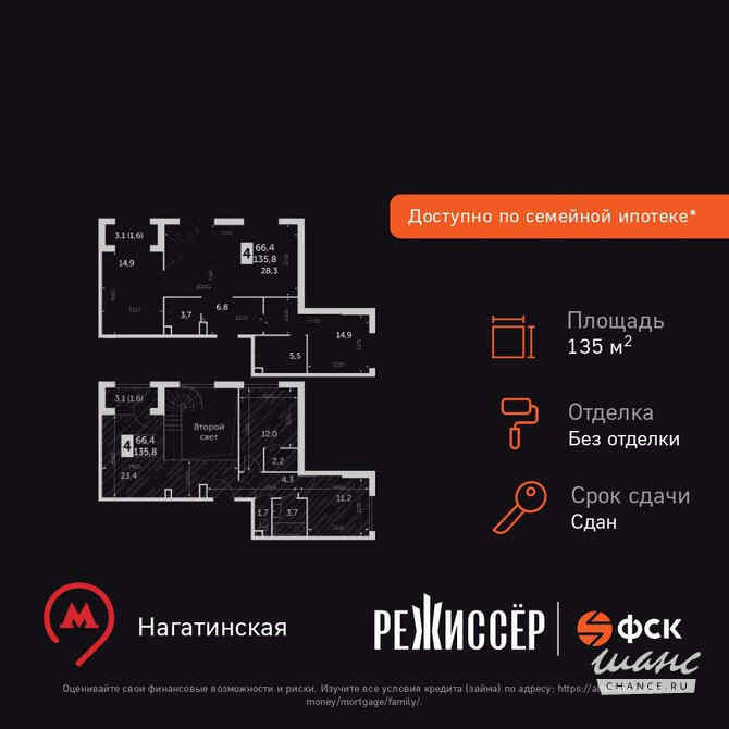 4-к квартира, 135.8 м², этаж 35/37 Москва - изображение 3