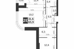 2-к квартира, 65.9 м², этаж 20/47