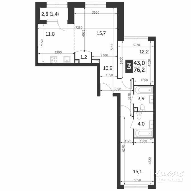 3-к квартира, 76.2 м², этаж 4/28 Москва - изображение 1