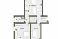 2-к квартира, 84.1 м², этаж 1/6