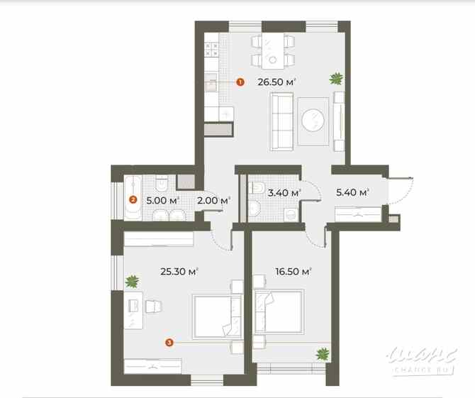 2-к квартира, 84.1 м², этаж 1/6 Санкт-Петербург - изображение 1