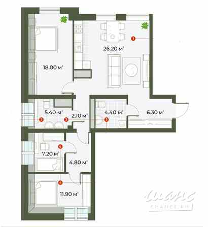 2-к квартира, 87.9 м², этаж 6/6 Санкт-Петербург - изображение 3