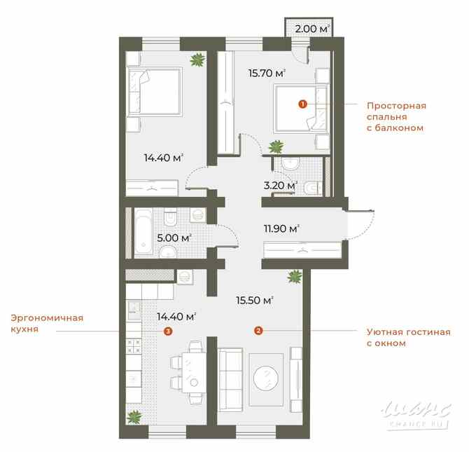 2-к квартира, 80.1 м², этаж 5/6 Санкт-Петербург - изображение 1