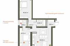 2-к квартира, 74 м², этаж 1/6