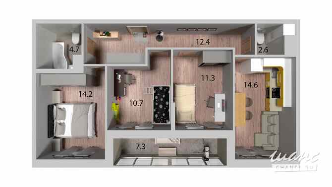 3-к квартира, 70.5 м², этаж 13/13 Санкт-Петербург - изображение 3