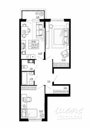 2-к квартира, 61.95 м², этаж 4/4 Ломоносов - изображение 3