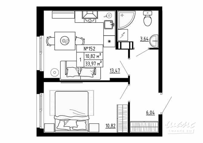 1-к квартира, 33.97 м², этаж 4/4 Ломоносов - изображение 3