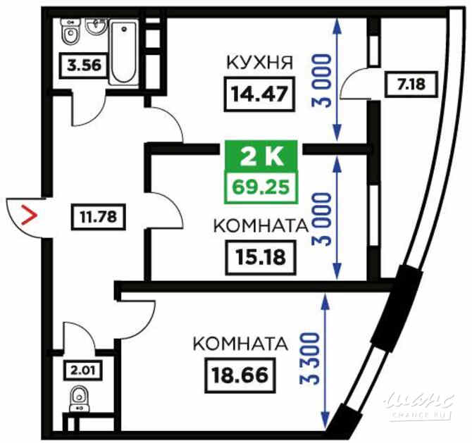 2-к квартира, 69.65 м², этаж 24/24 Краснодар - изображение 3