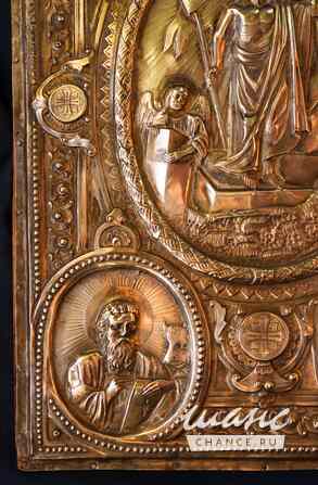 Старинная литая накладка напрестольного Евангелия. Серебро. Ф-ка Кузьмы Конова. Москва, 1899-1908гг Санкт-Петербург - изображение 4