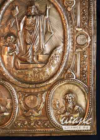 Старинная литая накладка напрестольного Евангелия. Серебро. Ф-ка Кузьмы Конова. Москва, 1899-1908гг Санкт-Петербург - изображение 6