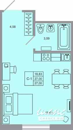 1-к квартира, 26.6 м², этаж 4/17 Бугры - изображение 1